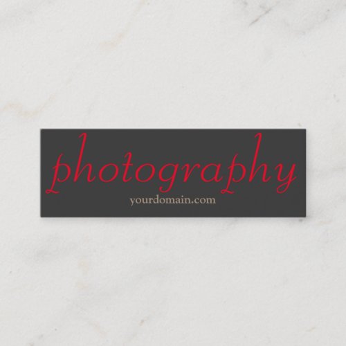 Special Script Grey Red Photographer Mini Business Card