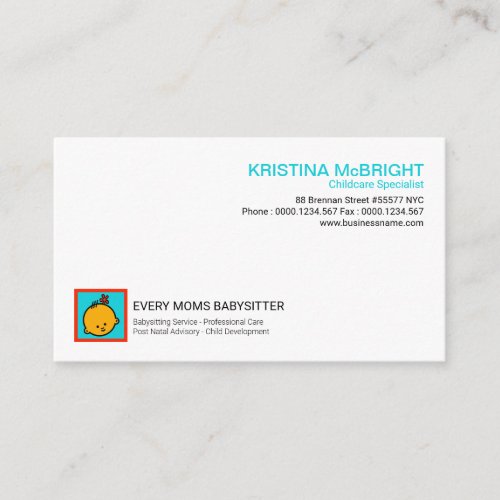 Special Simple Cute Baby Icon Babysitter Business Card