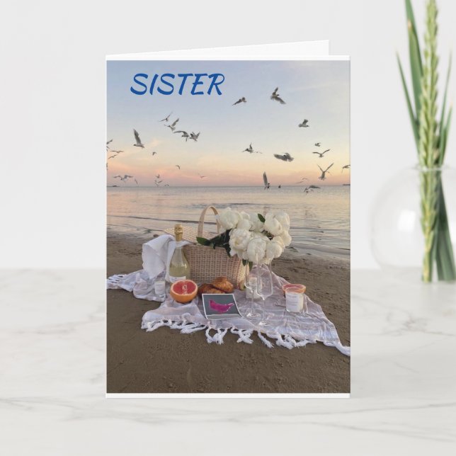  *SPECIAL SISTER* BIRTHDAY BEACH GREETINGS   CARD (Front)