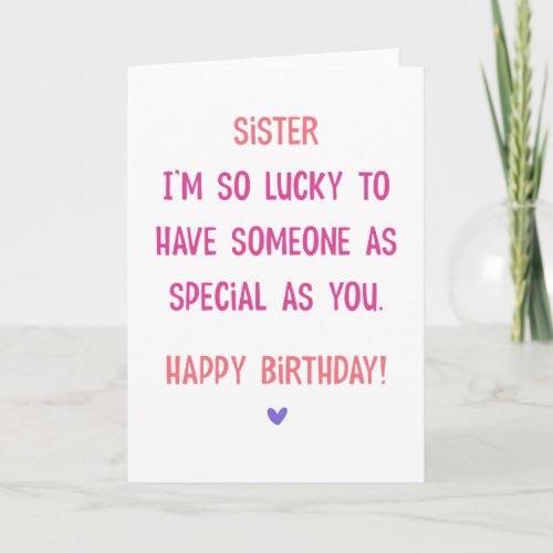 Special Sister Birthday Card