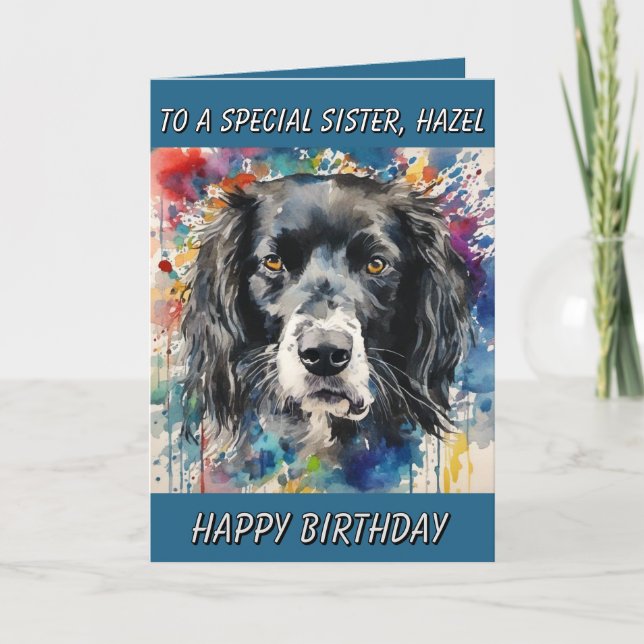 Special Sister Personalised birthday card dog pic (Front)