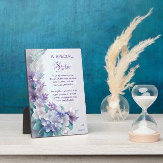 Special Sister Poem Pastel Mauve Blue Floral 