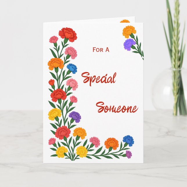Special Someone Carnation Flowers Birthday Card (Front)