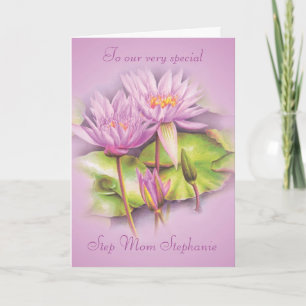 Special Step Mom Water lily mothers day card