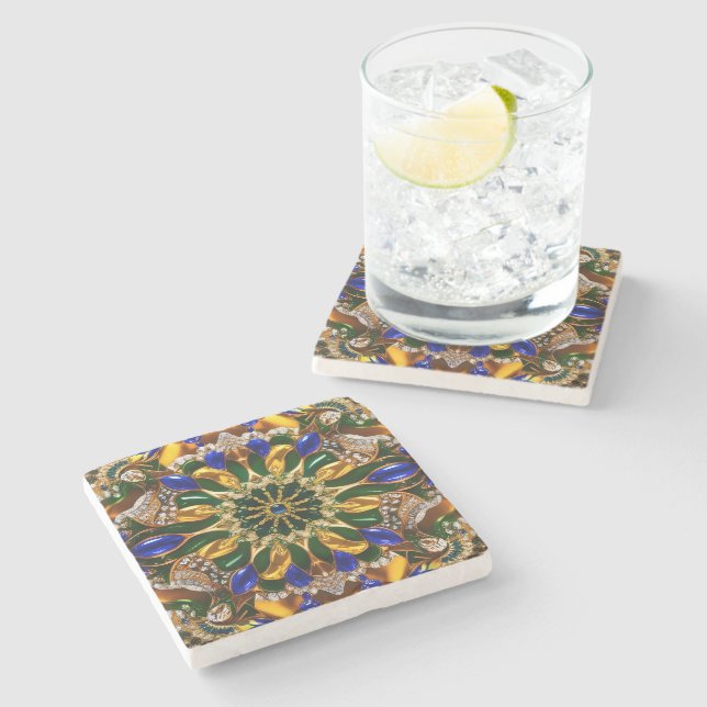 Special stone coaster with Brazil Colors (Side)