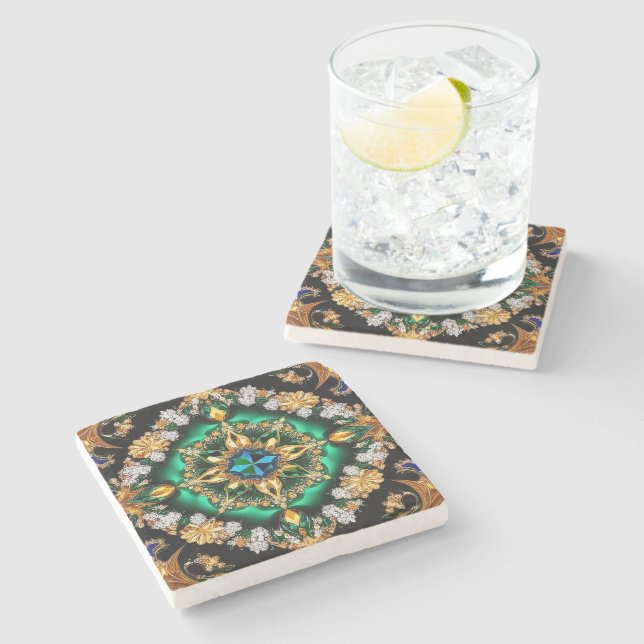 Special stone coaster with Brazilian Colors (Side)