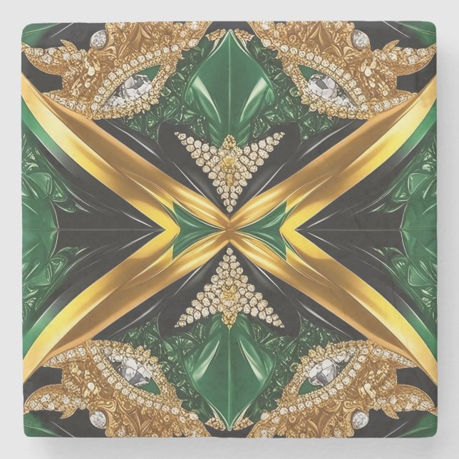 Special stone coaster with Jamaican Colors (Front)