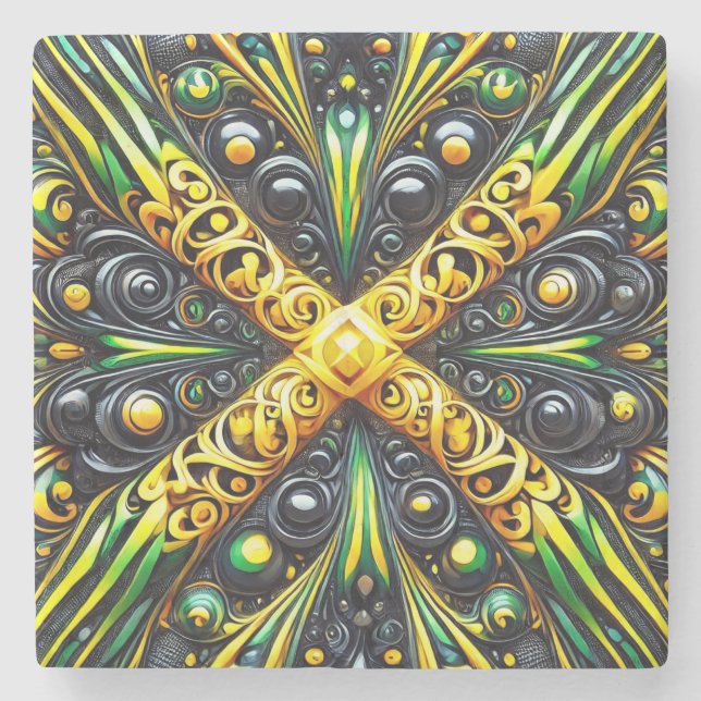 Special stone coaster with Jamaican Colors (Front)