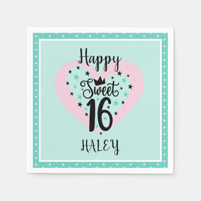 Special Sweet 16 Birthday Party Napkins (Front)
