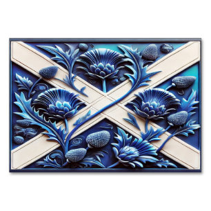 Special table card with Scottish Thistles