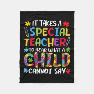 Special Teacher To Hear Child Autism Awareness Aut Fleece Blanket