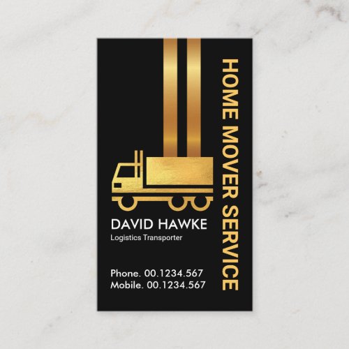 Special Vertical Gold Logistic Lines Moving Business Card
