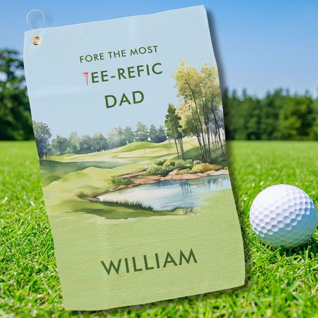 Special  Watercolor Father's Day Golf Theme Golf Towel (Creator Uploaded)