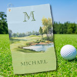 Special  Watercolor Golf Course Monogram Name Golf Towel<br><div class="desc">A unique golf towel for the men in your life -- treat them with this scenic and special,  easily personalized golf towel with monogram and first name.  Any design questions,  just send a chat and we'll be delighted to assist.</div>