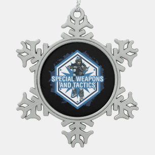 Special Weapons And Tactics Snowflake Pewter Christmas Ornament