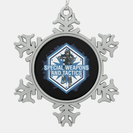 Special Weapons And Tactics Snowflake Pewter Christmas Ornament