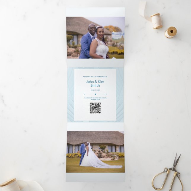 Special Wedding Add Photo Tri-Fold Announcement (Inside)