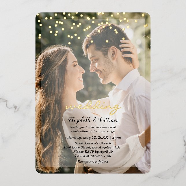 Special Wedding Two Photos Foil Invitation (Front)