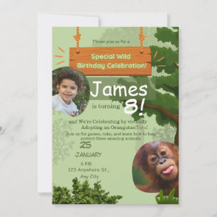 special wild adoption birthday celebration invitation