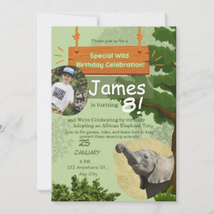 special wild adoption birthday celebration invitation