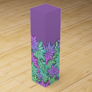 Special Wine Box with Modern Floral on Plumb