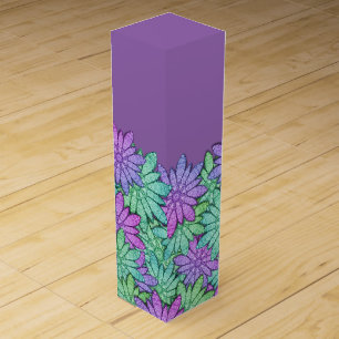 Special Wine Box with Modern Floral on Plumb