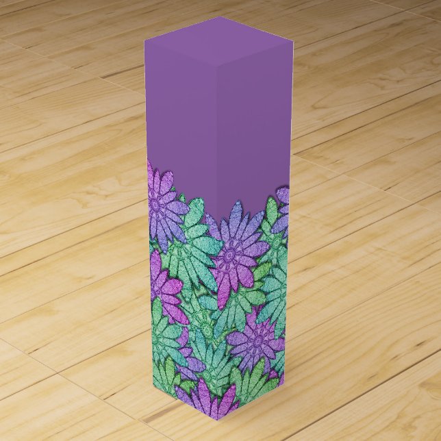 Special Wine Box with Modern Floral on Plumb (Front)