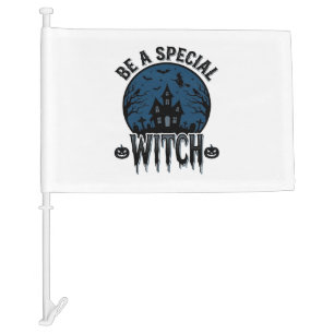 Special Witch Halloween Vintage Engraving Design_1 Car Flag
