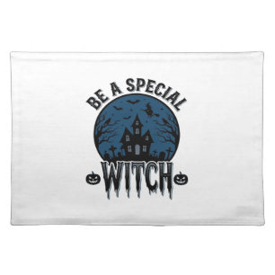 Special Witch Halloween Vintage Engraving Design_1 Cloth Placemat