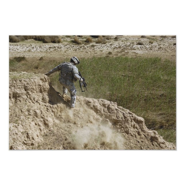 Specialist climbs down photo print (Front)