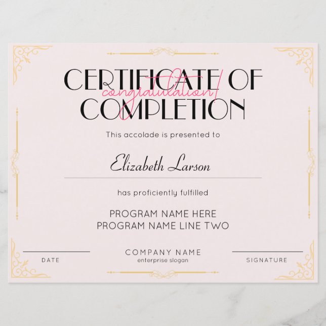 Specialist in Beauty Certificate of Completion (Front)