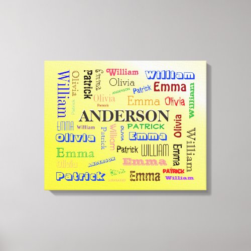Specialized Family Word Cloud Name Collage Canvas Print