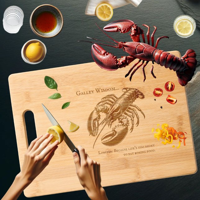 Specialized Lobster Galley Wisdom Etched Bamboo Engraved Cutting Board (Creator Uploaded)