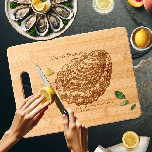 Specialized Oyster Galley Wisdom Etched Bamboo Cutting Board