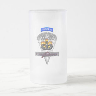 Specially Designed Airborne Paratrooper Frosted Glass Beer Mug
