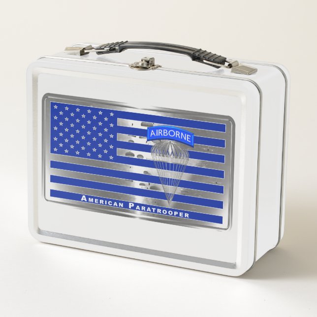 Specially Designed American Paratrooper Flag Metal Lunch Box (Front)