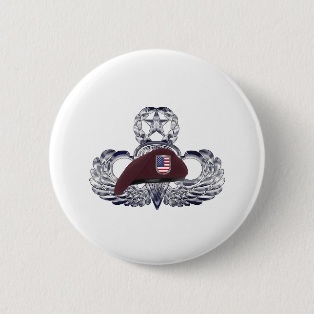 Specially Designed Beret on Airborne Wings s Button (Front)