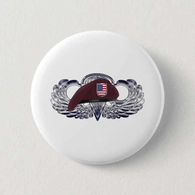 Specially Designed Beret on Basic Airborne Wings Button (Front)