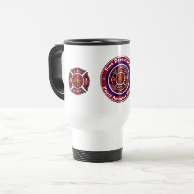 Specially Designed Commemorative Fire Department Travel Mug (Front Left)