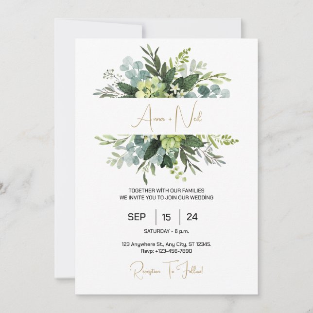 Specially Floral Patterned Wedding Invitation (Front)