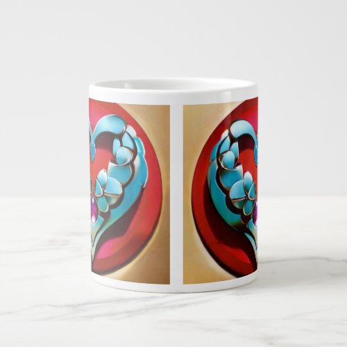 Specialty Blue Love Symbol Mug with Radiant Red 