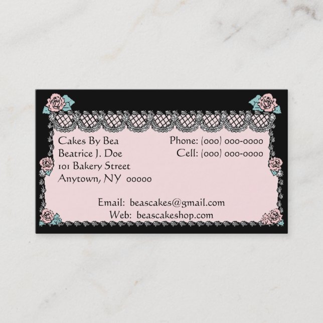 Specialty Cakes Wedding Cake Business Info Cards (Front)