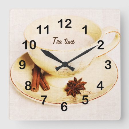 Specialty Chai Tea Cup Square Wall Clock