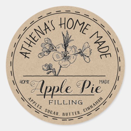 Specialty Food Farmers Market Apple Pie Kraft  Classic Round Sticker