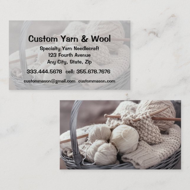 Specialty Yarn Needlecraft Custom Wool Shop  Business Card (Front/Back)