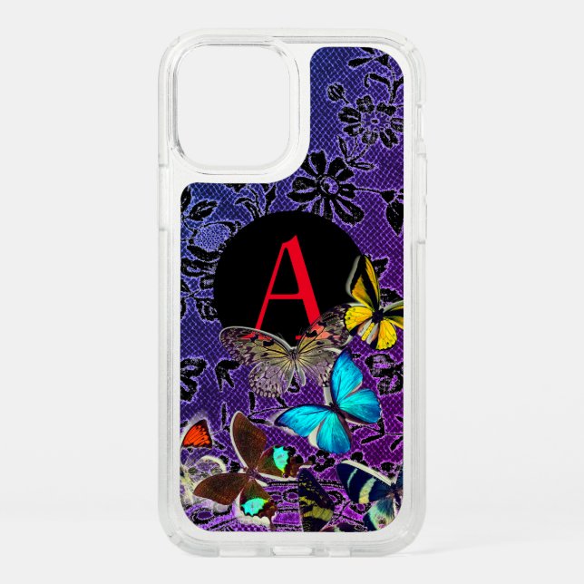 SPECK CASE CUSTOM INITIAL ANTIQUE LACE BUTTERFLIES (Front)