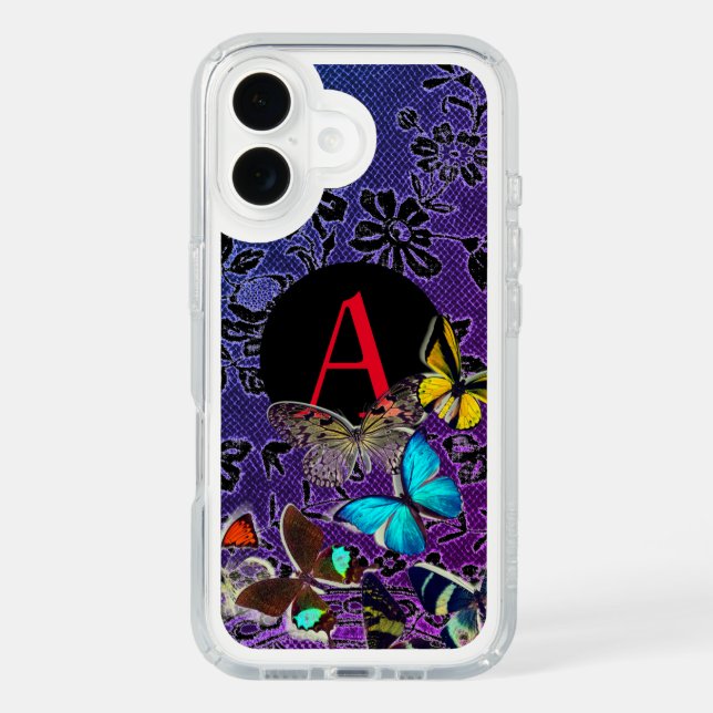 SPECK CASE CUSTOM INITIAL ANTIQUE LACE BUTTERFLIES (Front)