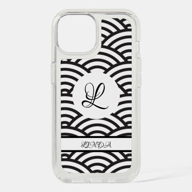 SPECK IPHONE CASE BLACK PATTERN CUSTOM INITIAL (Front)