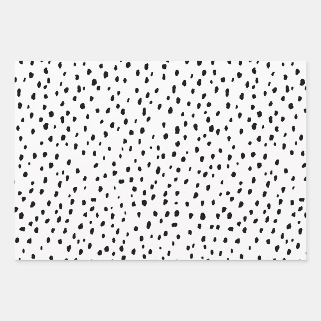 Speckle Dalmatian Pattern (black/white) Wrapping Paper Sheets (Front)