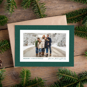 Speckle frame green outdoorsy Christmas photo Holiday Card